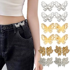 8 PCS Detachable Pants Waist Clips Bling Waist Tightener Pan Jeans Buttons No Sew Metal Buttons Easy to Use Widely Use for Loose Jeans Skirts Sleeves Sweaters Clothing Accessories