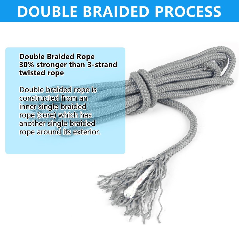 Dock Lines 15' x 3/8" Double Braided Marine Mooring Ropes