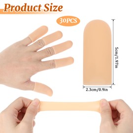 Piriuuo 30 Pcs Silicone Finger Protectors, Waterproof Finger Protector - Soft Gel Fingers Cots Breathable Thumb Protector for Fingers Pain Arthritis... (Skin Color, Short)