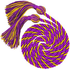 HEPNA - Cuerda de honor de graduación hecha a mano, 1 pieza de 68 pulgadas, color morado y dorado