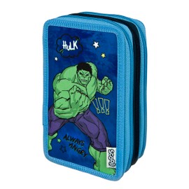 Scooli - Tripledecker Avengers Pencil Case - Large Pencil Case with High-Quality Pens - Practical and Functional - For School and Travel - High Quality - From 6 Years