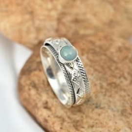 JEWELSTREZORO Gemstone Spinner Ring Men & Women Spinner Ring 925 Sterling Silver Meditation Ring Gift Item Jewellery TSR150, Gemstone Precious metal gemstone, Opal
