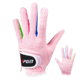 PGM Kids Golf Gloves Left Hand Premium Breathable Youth Golf Gloves for Junior Toddler Boys and Girls,Pink Left Size 14
