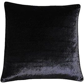 Riva Paoletti Luxe Velvet Cushion Cover - Black - Soft Velvet Feel Fabric - Reversible - Hidden Zip Closure - Machine Washable - 100% Polyester - 55 x 55cm (22" x 22" inches)