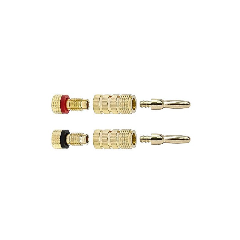 Monoprice 24k Gold Plated Speaker Banana Plugs, Closed Screw Type