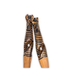 Beautifully Carved African Salad Serving Set, Handmade in Africa (Zebra - Light)