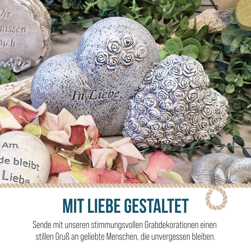 Grave Decoration Linked Hearts: Grave Decoration Weatherproof, Mourning Heart with