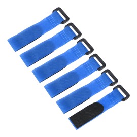 MECCANIXITY 6 Pcs Reusable Battery Tie Down Straps, 0.8"x6" Nylon Multipurpose Battery Hold Down Adjustable Cinch Strap Hook Loop Fastening Tie for Quadcopters FPV RC Drone Boat Car, Blue
