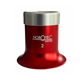 Horotec MSA 00.031-2 Eyeglass Watchmaker loupe in Aluminium anodised red with Screwed Ring x5