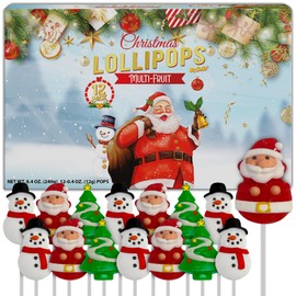 Christmas Lollipops 12pk- Christmas Candy Individually Wrapped For Christmas Party Favors & Christmas Decorations - Christmas Suckers & Christmas Treats - Christmas Stocking Stuffers, Christmas Snacks
