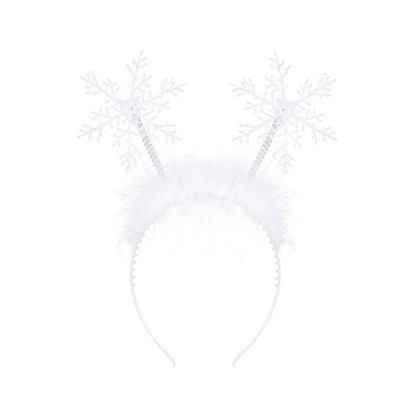 Lurrose 2 Pcs Snowflake Heradband Feather Hair Hoop Charming Girls Hair Bands White Headdress for Party Banquet