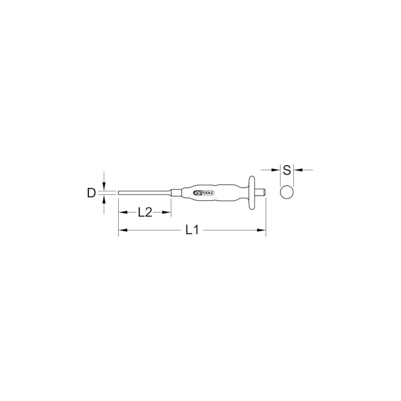 KS Tools 156.0005 Pin punch with hand protection grip, round
