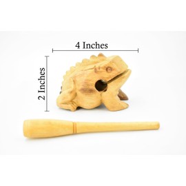 Wood Frog, Deluxe Large 4" Original hand carved wooden noise making, Wood Frog is Hand Made in Northern Thailand TH70 BB69