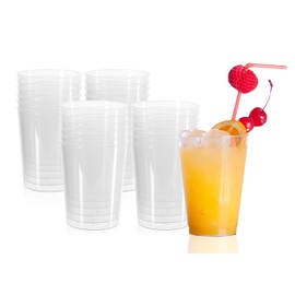 Homeshopa Clear Plastic Tumblers, 8oz Pack of 24 Reusable Unbreakable Plastic Cups, Sturdy Stackable Drinking Glasses, Transparent Party Glasses for Wedding Anniversary, Birthday, Camping, Picnic (24)