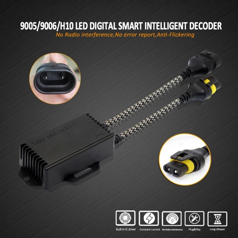 D-Lumina LED Headlight Canbus 9005/9006 Error-Free Anti-Flicker Decoder Adapter