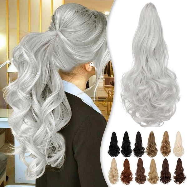 Wodelanle Ponytail Extension 18″ Claw Wavy Curly Clip in Ponytail