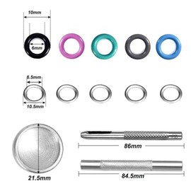 Mesee 300 Pieces 1/4 Inch Colorful Metal Grommets Kit for Fabric,Sewing Eyelets Hole Punch Tool for Repair Leather Belt/Shoes Clothes Crafts(10 Colors)