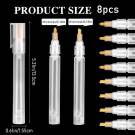 KALIONE 8 Empty Paint Marker, Acrylic Paint Markers, 4 Pcs 3mm and 4 Pcs 6.5mm White Painting Pens Empty Acrylic Marker for Rock Painting, Glass, Graffiti Paper Drawing