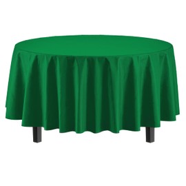 Exquisite 4-Pack Emerald Green Plastic Table Cloth - 84-Inch Round - Disposable Tablecloth for Parties and Picnics