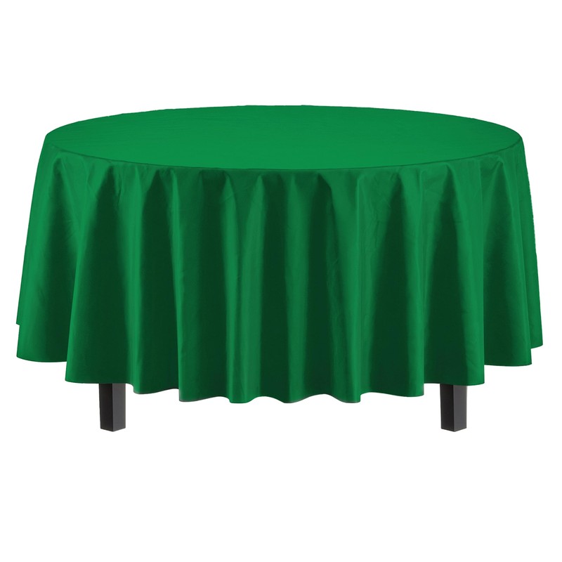 Exquisite 4-Pack Emerald Green Plastic Table Cloth - 84-Inch Round