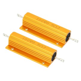PATIKIL 2pcs 100W 0.5 Ohm Aluminium Case Resistor Housing Wire Resistors Screw Tap Power Resistor Gold Tone