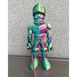 Whattiho 3D Printed Knight Action Figure - 6.5'' Tall Articulated Figure with Sword, Perfect Desktop Decor and Unique Gift for Knight Lovers (Holographic)