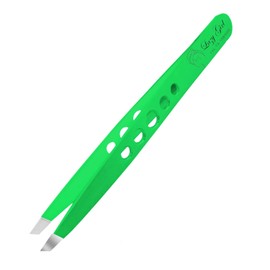 YNR Tweezers for Facial Hair Women – Stainless Steel Slanted Eyebrow Tweezer for Precision Hair Plucking, Chin, Ingrown Hair, Splinters & Tick Remover for Men & Women | (Green)