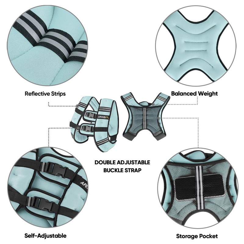 APEXUP Weighted Vest with 5lbs/10lbs/15lbs/20lbs/25lbs/30lbs Weights and Reflective Stripe, Weight