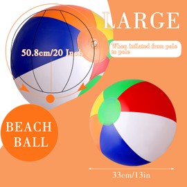 Abeillo Beach Balls 2 Pack - 13 Inch Inflatable Beach Balls - Water Toys Ball Beach Toys for Summer Beach, Pool Games and Party Outdoor Activity (Rainbow)
