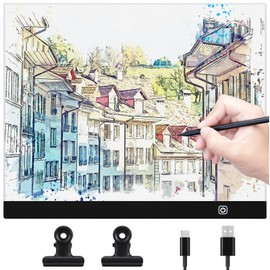 Coolzon LED Light Box Drawing A4, Portable Drawing Board LED Copy Board with Adjustable Brightness, Ultra-Thin Light Up Tracing Pad for Animation,Sketching,Designing,Drawing, 5D Diamond Painting