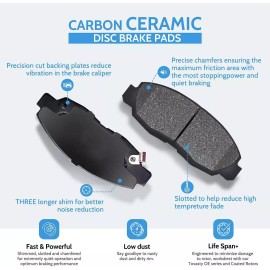 EXPPOWER For GMC Yukon Sierra 1500 Chevy Tahoe Silverado Front & Rear Ceramic Brake Pads