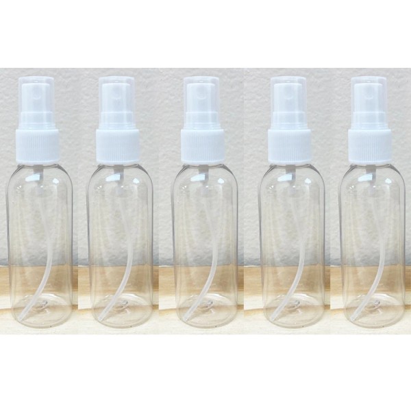 AllTopBargains 5 Spray Bottles Clear Plastic 2.7 oz PET Empty