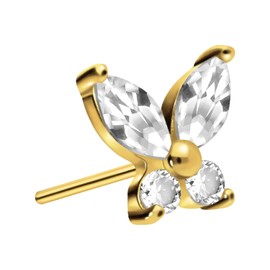 PIERCINGLINE Titanium Attachment with Push Pin Crystal Butterfly without Labret Stud Piercing Ear Conch Tragus Helix Choice of Colours, Titanium