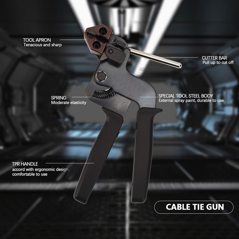 Stainless Steel Cable Tie Gun, Automatic Metal Zip Ties Tool