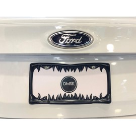 DMSE Universal Metal Shark Tooth Teeth Jaws License Plate Frame Cool Design For Any Vehicle (Black Sharks Tooth)