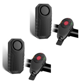 USUPERINK 113dB Bike Alarm, Motorcycle Alarm, Bicycle Alarms with Remote, Moped Alarm System, Car Vibration Sensor Alarm, Universal Strap Fits All Handlebar Sizes, IP65 Waterproof Super Loud, 2Pack