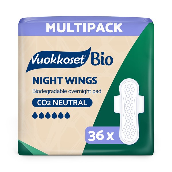 Vuokkoset Eco Night Wings - Biodegradable Thin 12.5 Inch Sanitary
