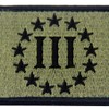 Three Percentage Tactical Morals Applique Embroidered Velcro Patch Olive Brown