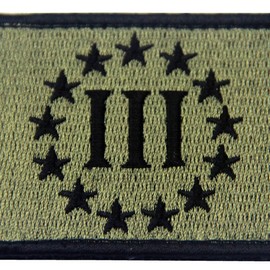 Three Percentage Tactical Morals Applique Embroidered Velcro Patch Olive Brown Limited Time