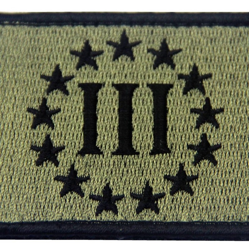 Three Percentage Tactical Morals Applique Embroidered Velcro Patch Olive Brown
