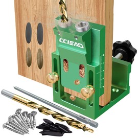 Pocket Hole Jig Kit, 2 Drill Hole Adjustable Drilling Guide Joint Angle Tool Dowel Drill Joinery Screw Kit Jig System Woodworking Tools