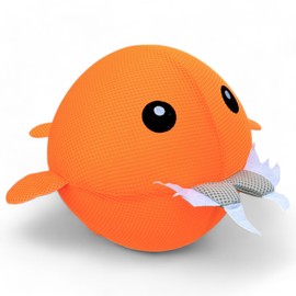 MIJOMA Happy Water Polo Fish, Fabric Cover, Springball Diameter 23 cm, Robust Polyester, Durable Water Toy for Games on Land and Water, Family Friendly (Orange/Orange)