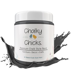 Chalky Chicks 4 Fl Oz Matte Gun Metal Gray (Dark Gray) Chalk Paint for Furniture Without Sanding - No Prep Furniture Paint No Sanding All in One for Crafts, Walls, Cabinet, Metal, Dresser, Farmhouse