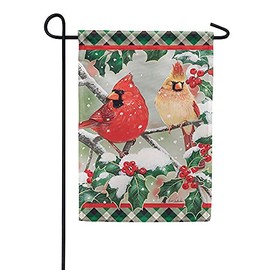 Carson 50113 Classic Garden Flag, Cardenales In Holly