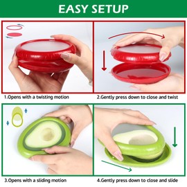 BAOKUA Avocado Saver and Tomato Holder - Set of 4 Preventing Food Flavor Skewering Reusable Storage Containers for Fridge -Ideal for Garlic, Onions, Lemons, and Potatoes