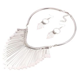 Aheli Collar Necklace Jewellery Boho Tribal Style Oxidized Silver Tassel Choker Gift For Women