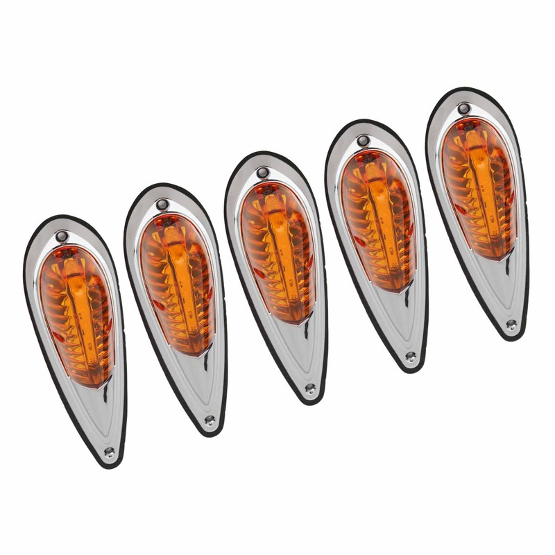 12V 24V 5 Pcs Amber Cab Roof Marker Lights Waterproof