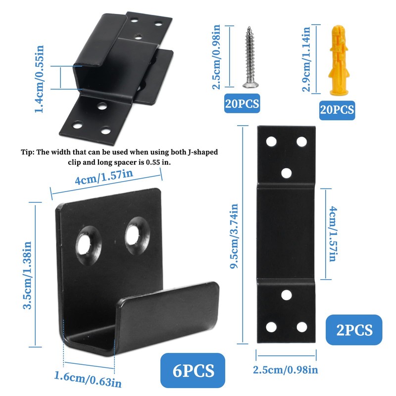 Sekonow Movable Mirror Clips for Wall Mounting, Stainless Steel Heavy