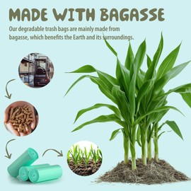 Small Compost Bags 1.2 Gallon Mini Trash Bags 125 Count, Ecosilva Compostable Bag 5 Rolls Bathroom Garbage Bag Small, ASTM-D6400 (Green)