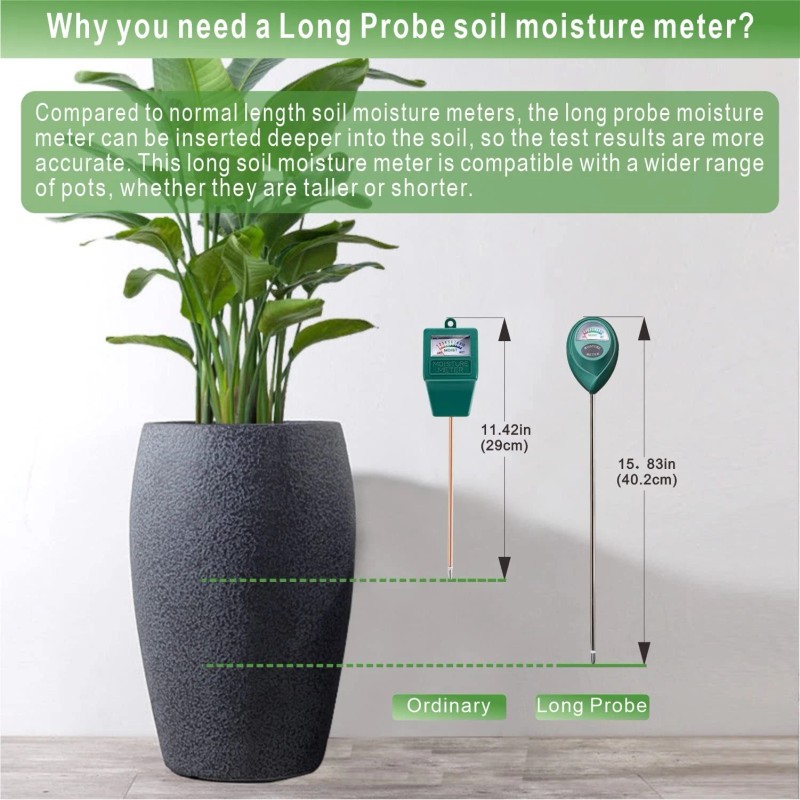 XLUX Long Probe Deep Use Soil Moisture Meter Water Monitor